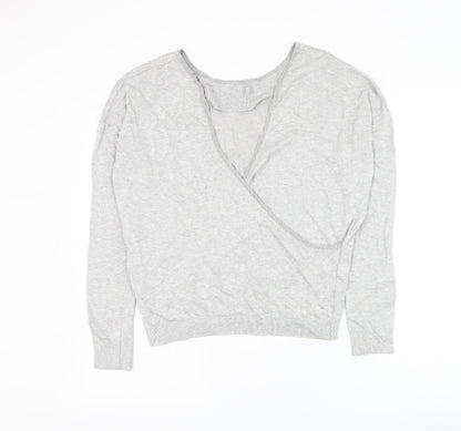Womens UK Size 10 Debenhams Grey Wrap Jumper