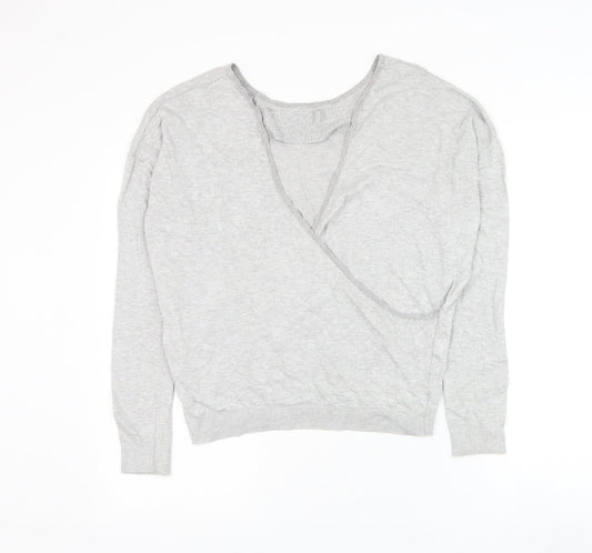 Womens UK Size 10 Debenhams Grey Wrap Jumper