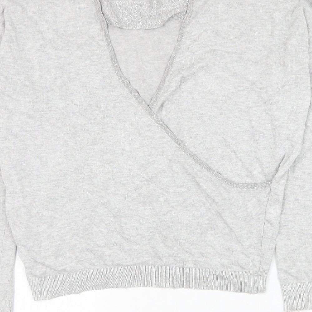 Womens UK Size 10 Debenhams Grey Wrap Jumper