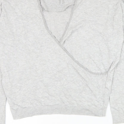 Womens UK Size 10 Debenhams Grey Wrap Jumper