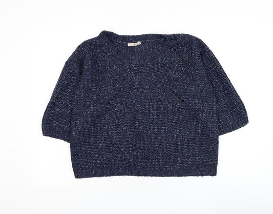 TU Womens Blue Round Neck Acrylic Pullover Jumper Size 14