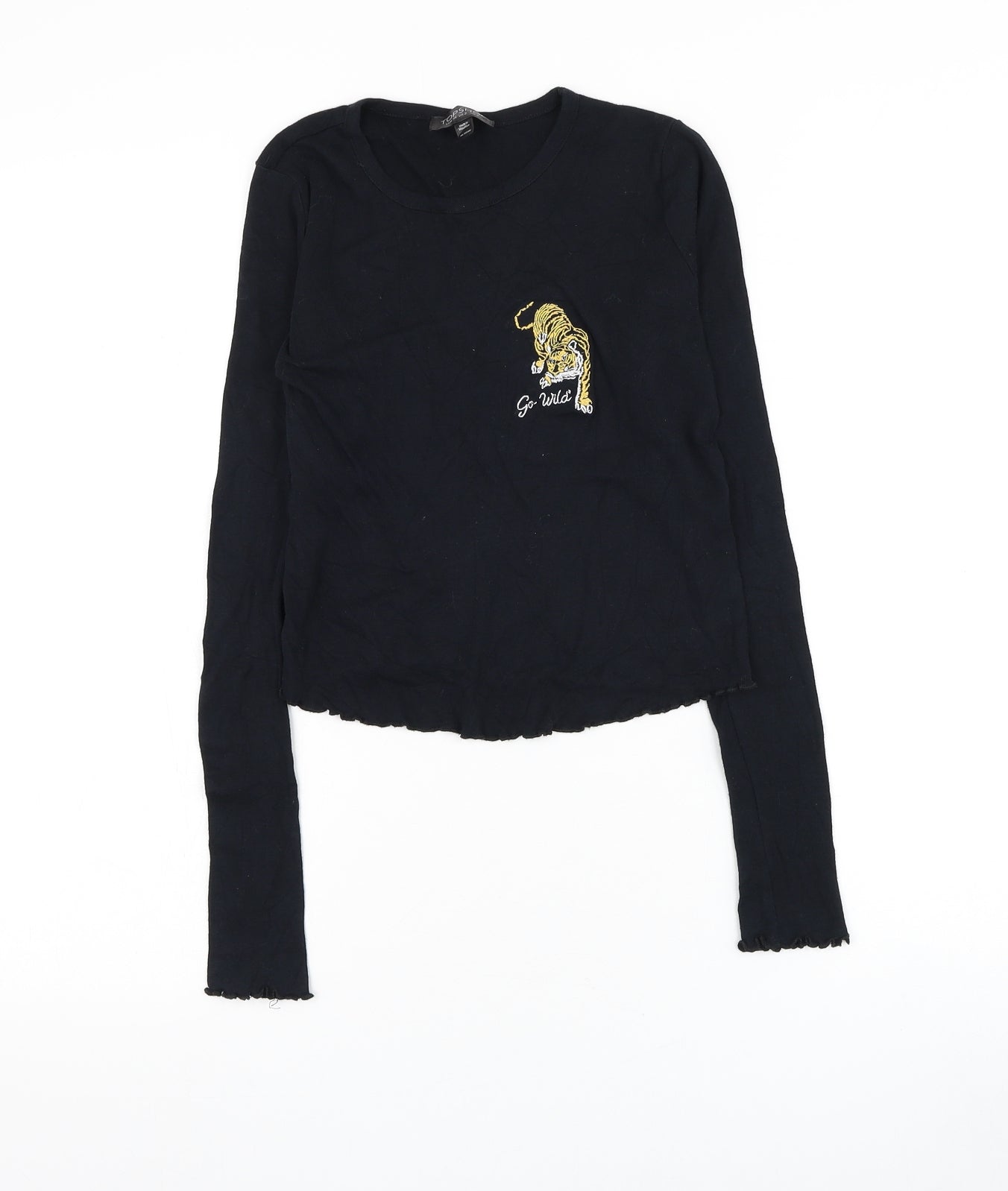 Womens UK Size 6 Topshop Black Cropped T-Shirt