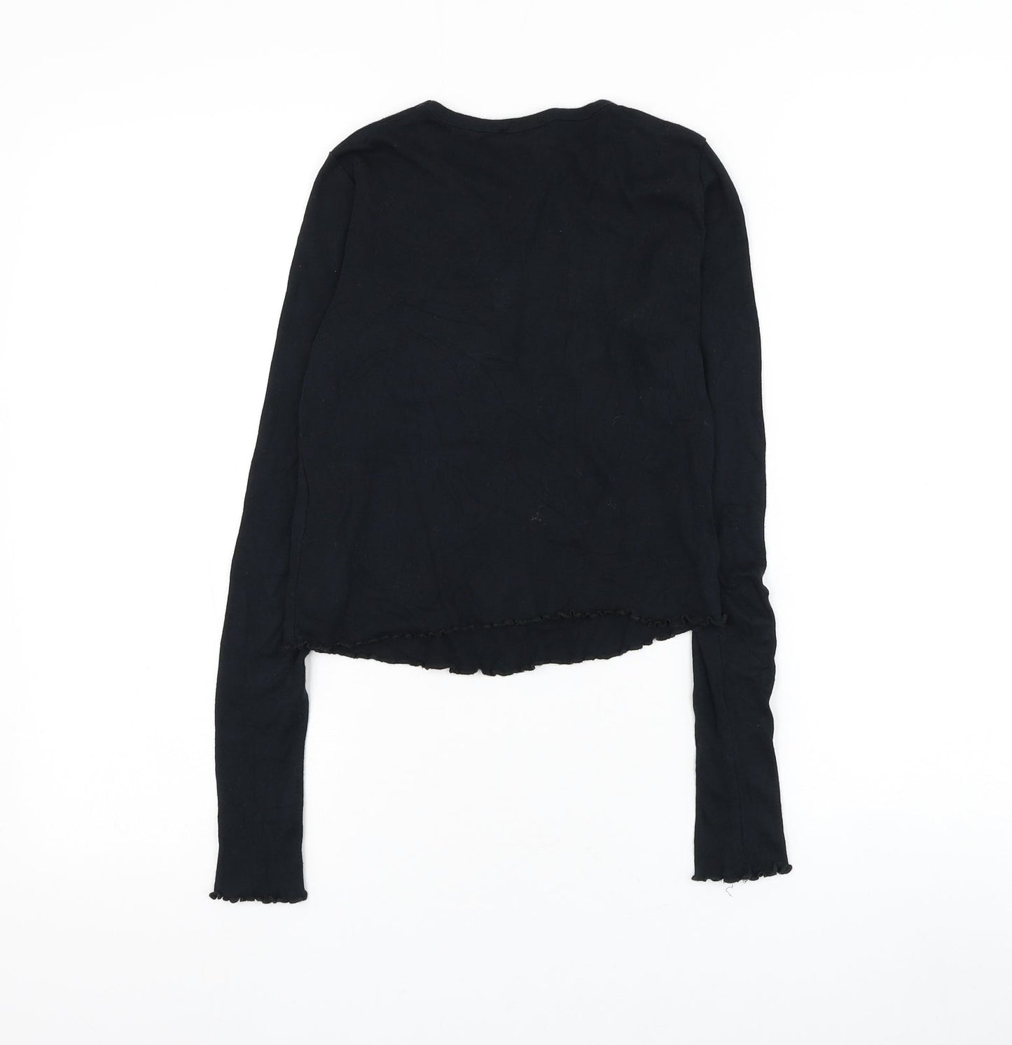 Womens UK Size 6 Topshop Black Cropped T-Shirt