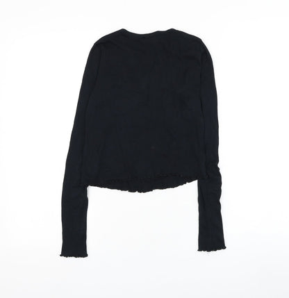 Womens UK Size 6 Topshop Black Cropped T-Shirt