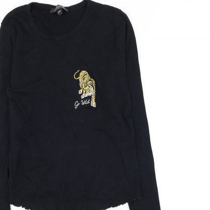 Womens UK Size 6 Topshop Black Cropped T-Shirt