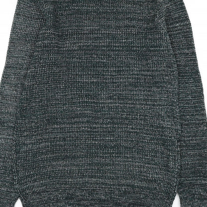 H&M Mens Green Round Neck Acrylic Pullover Jumper Size S