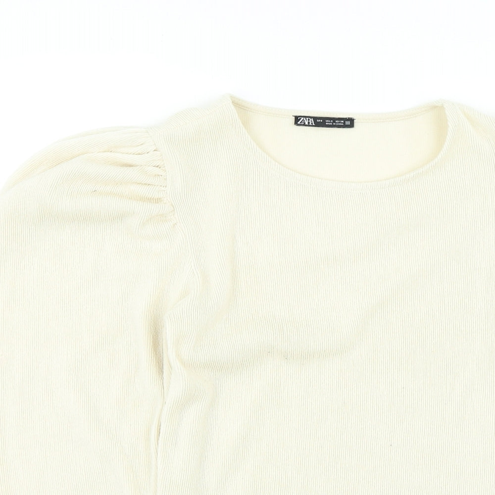 Womens UK Size S Zara Beige Pullover Jumper