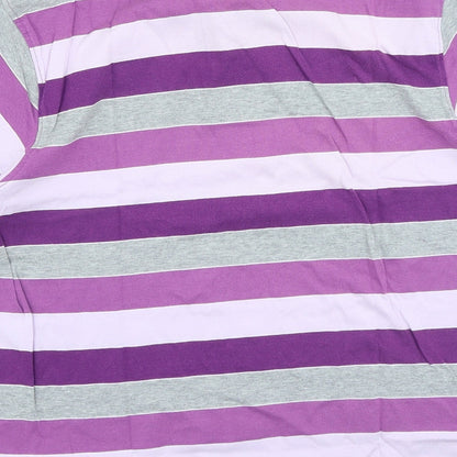 Dunnes Stores Mens Purple Striped Cotton Polo Size S Collared Button