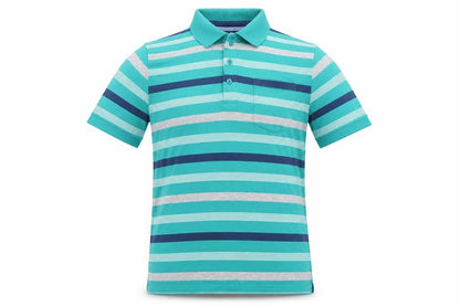 Dunnes Mens Green Striped Cotton Polo Size S Collared Button