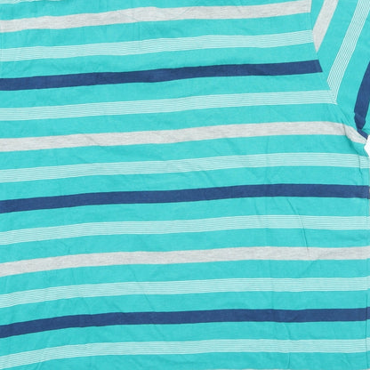 Dunnes Stores Mens Green Striped Cotton Polo Size S Collared Button