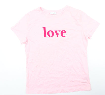 Womens UK Size 10 Papaya Pink Basic T-Shirt