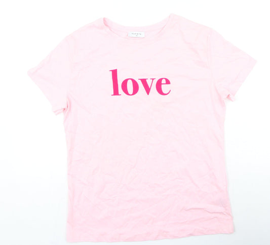 Papaya Womens Pink Polyester Basic T-Shirt Size 10 Roll Neck - Love