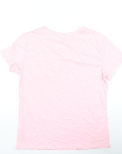 Womens UK Size 10 Papaya Pink Basic T-Shirt