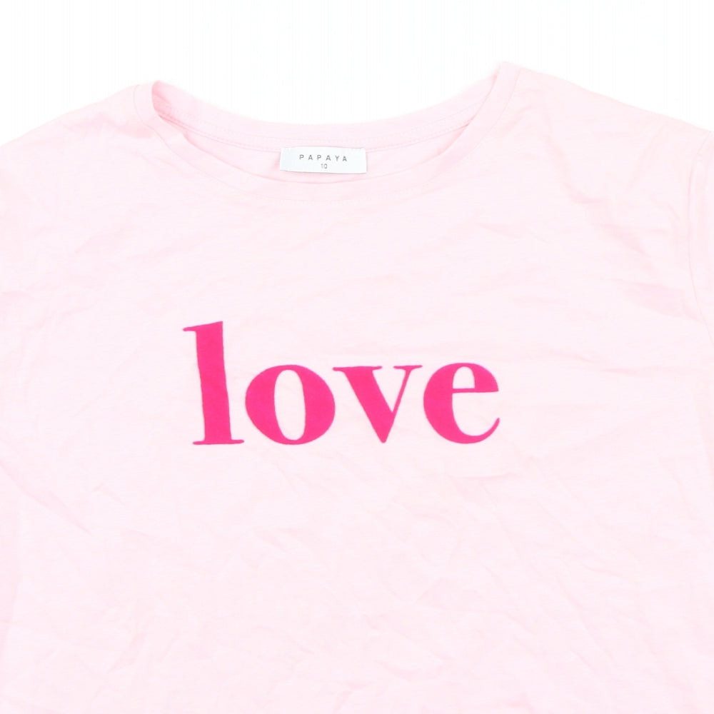 Womens UK Size 10 Papaya Pink Basic T-Shirt