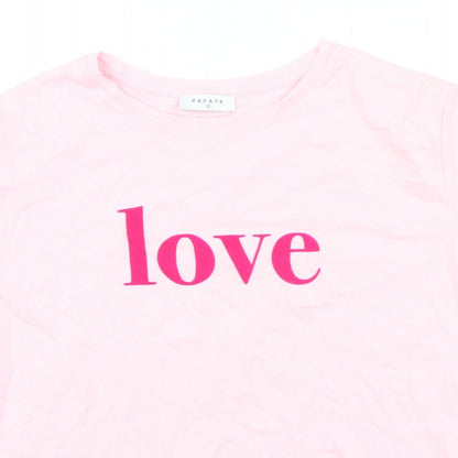 Womens UK Size 10 Papaya Pink Basic T-Shirt
