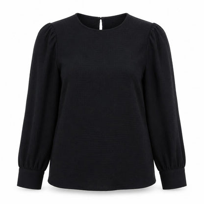 Gallery Womens Black Polyester Basic Blouse Size 8 Round Neck