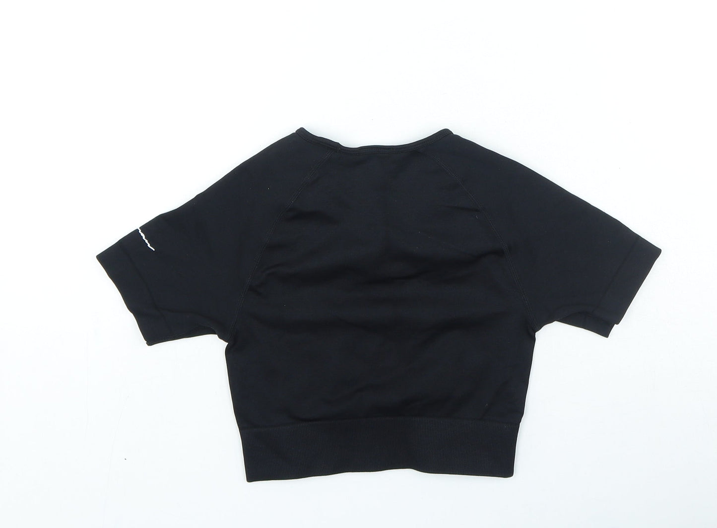 Boohoo Womens Beige Polyester Cropped T-Shirt Size S Round Neck