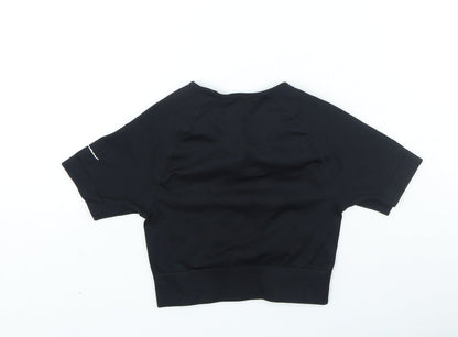 Boohoo Womens Beige Polyester Cropped T-Shirt Size S Round Neck