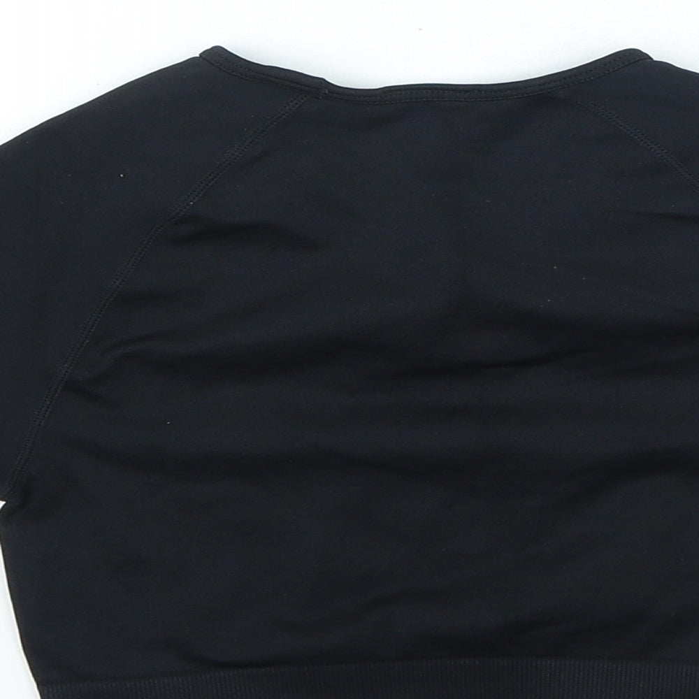 Boohoo Womens Beige Polyester Cropped T-Shirt Size S Round Neck