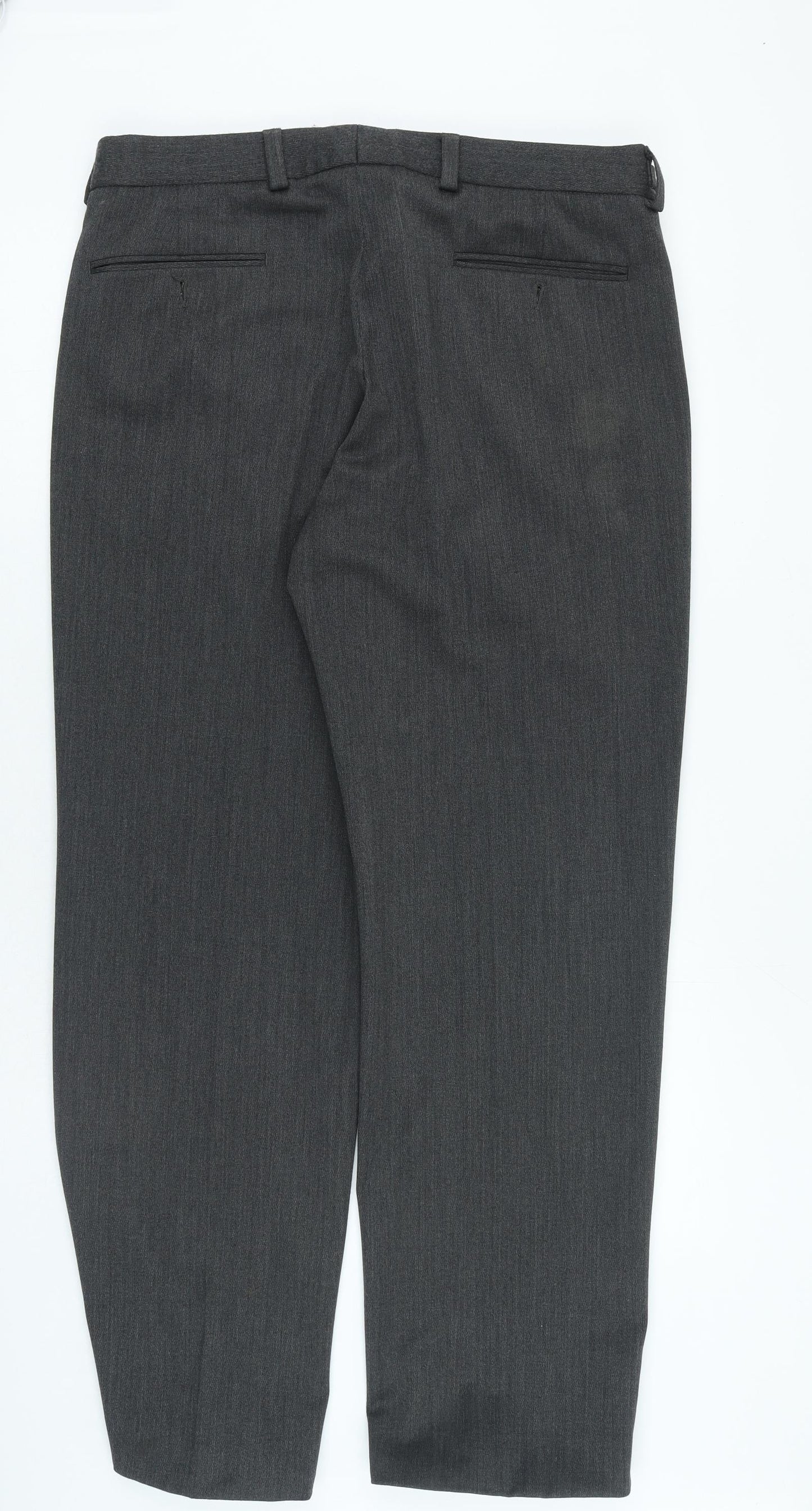 Prestige Mens Grey Polyester Trousers Size 36 in L29 in Regular Button