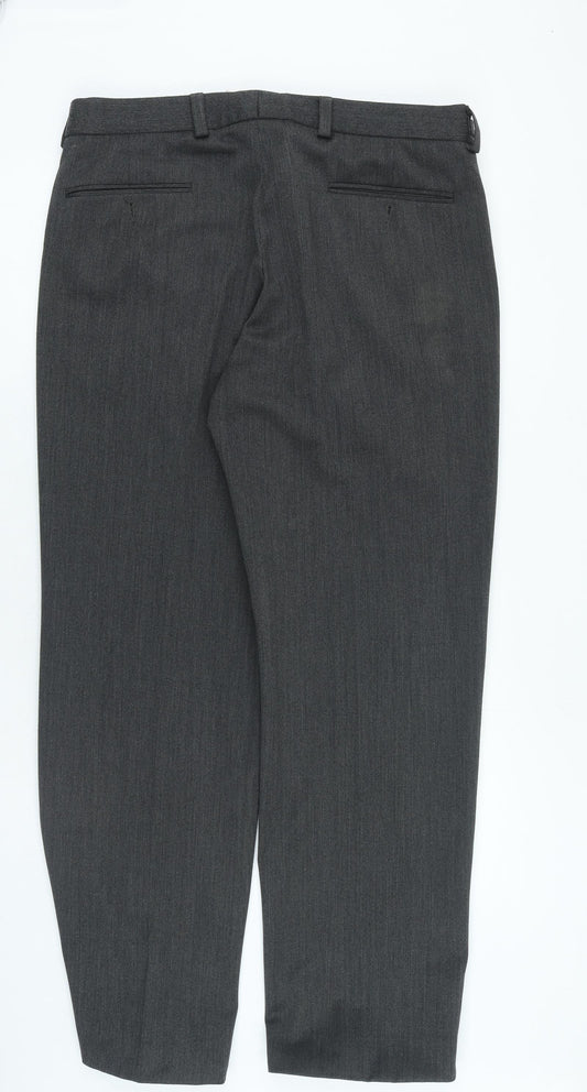 Prestige Mens Grey Polyester Trousers Size 36 in L29 in Regular Button