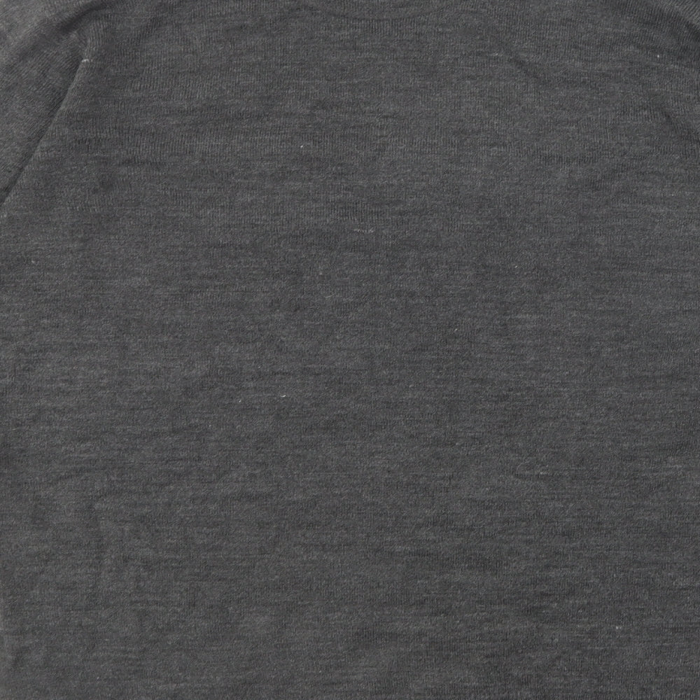 Industrialize Mens Grey V-Neck Acrylic Pullover Jumper Size L