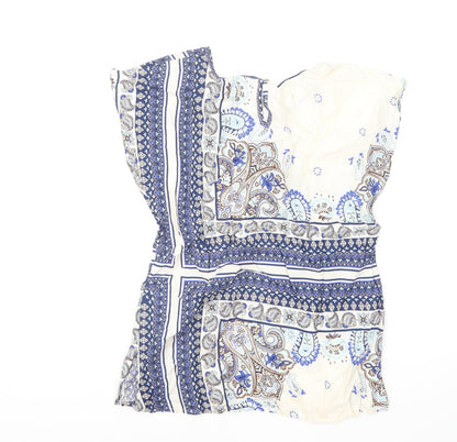 F&F Womens Black Paisley Viscose Basic Blouse Size 8 Round Neck