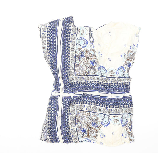 F&F Womens Black Paisley Viscose Basic Blouse Size 8 Round Neck