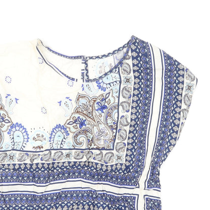 F&F Womens Black Paisley Viscose Basic Blouse Size 8 Round Neck