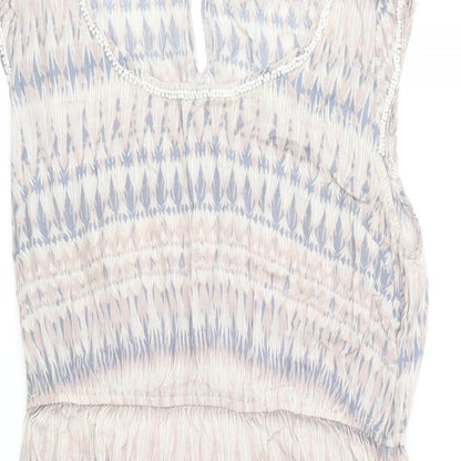 Dorothy Perkins Womens Multicoloured Geometric Viscose Skater Dress Size 14 Round Neck Button