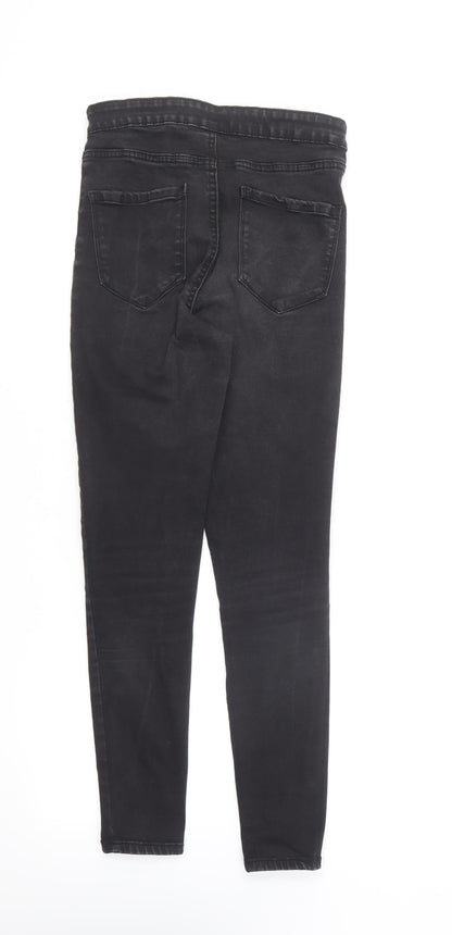 Denim & Co. Womens Black Cotton Skinny Jeans Size 12 L27 in Regular Button