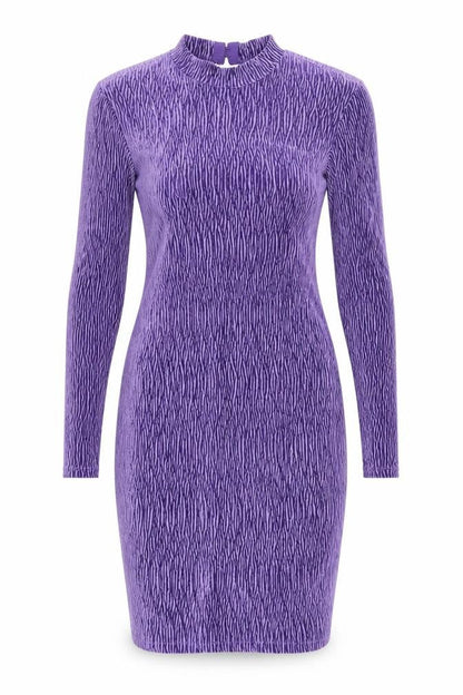 H&M Womens Purple Polyester Bodycon Size XS High Neck Pullover