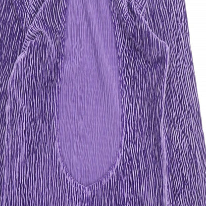 H&M Womens Purple Polyester Bodycon Size XS High Neck Pullover