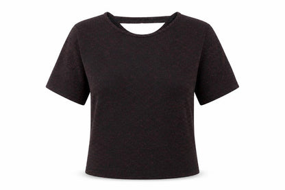Simon Jeffrey Womens Black Nylon Basic T-Shirt Size 12 Collared
