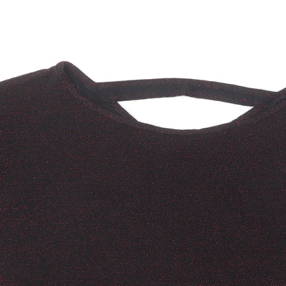 Simon Jeffrey Womens Black Nylon Basic T-Shirt Size 12 Collared
