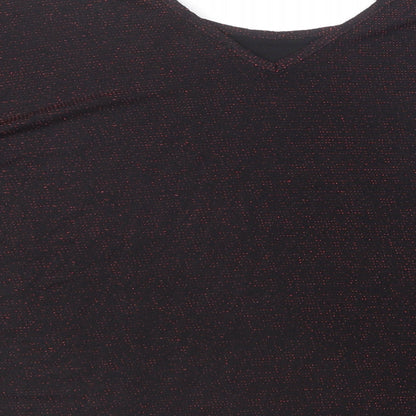 Simon Jeffrey Womens Black Nylon Basic T-Shirt Size 12 Collared