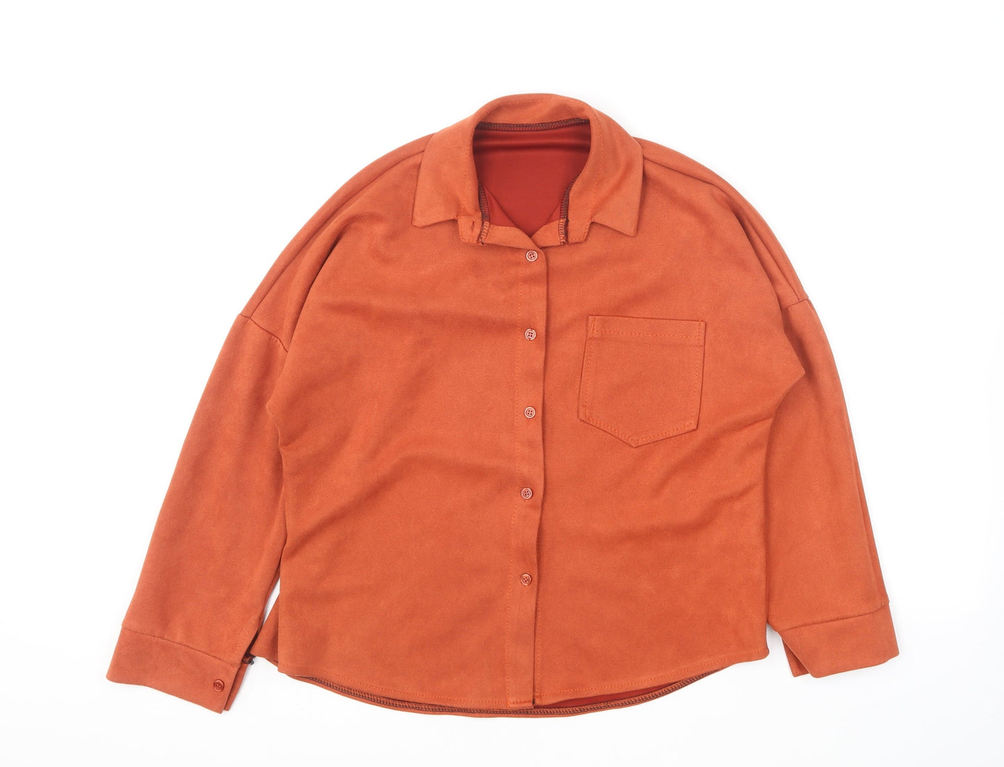 Womens UK Size L Preworn Orange Basic Button-Up
