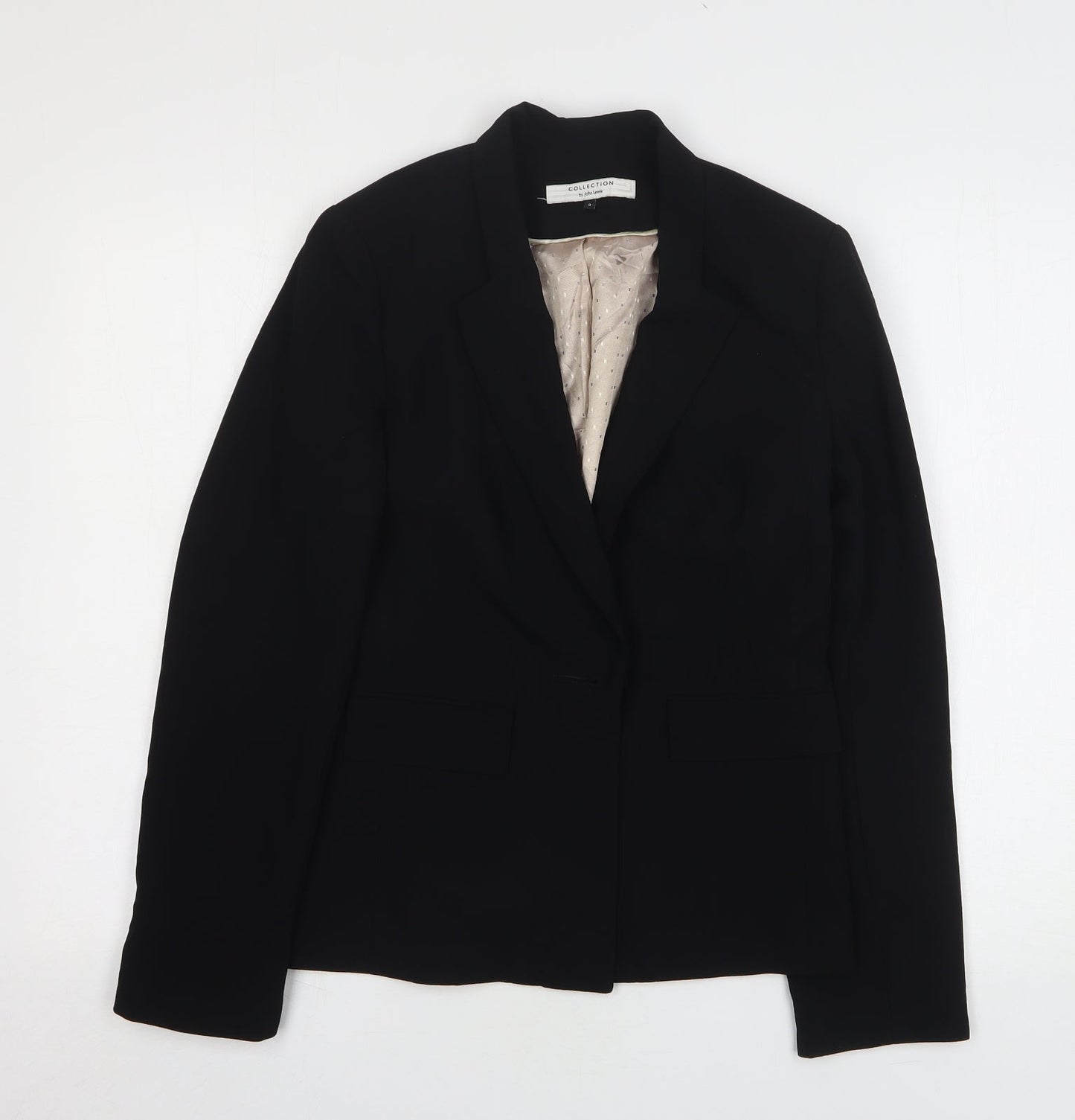 John Lewis Womens Black Polyester Jacket Blazer Size 8