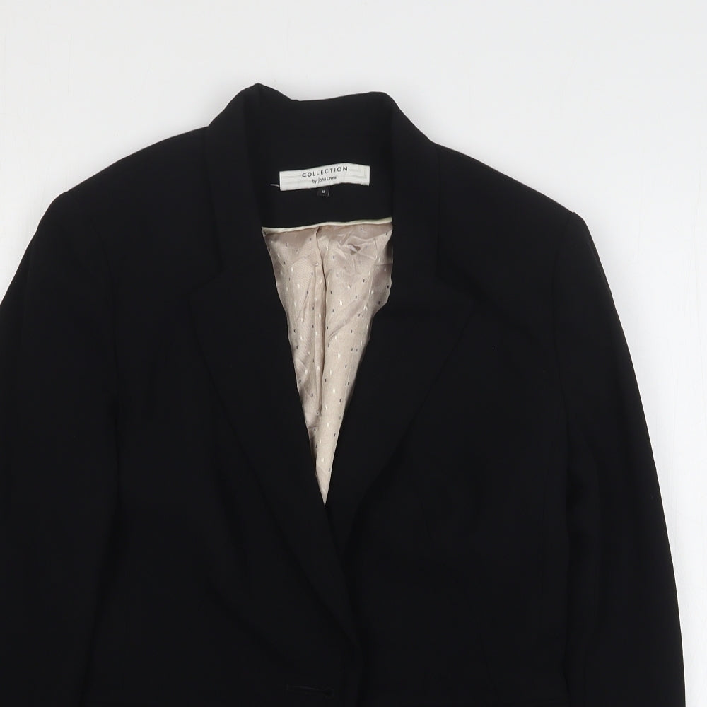 John Lewis Womens Black Polyester Jacket Blazer Size 8