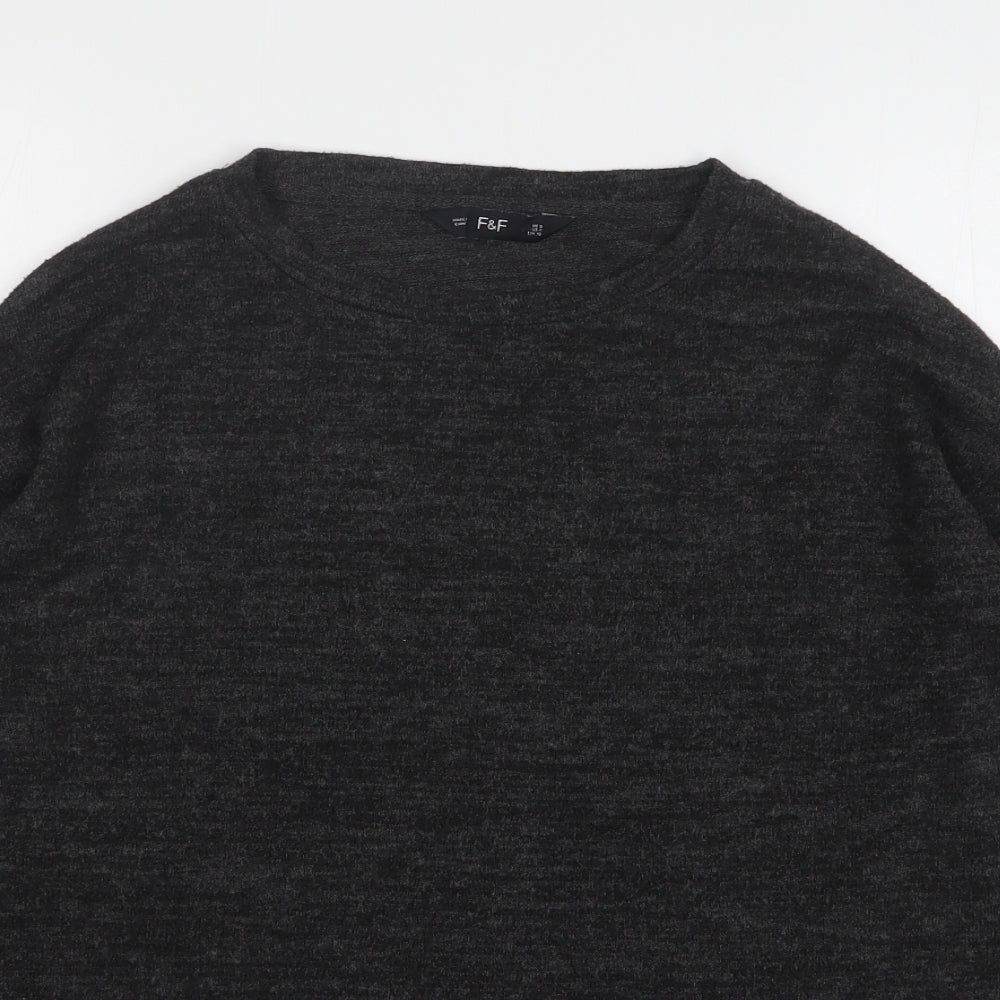 F&F Womens Grey Round Neck Polyester Pullover Jumper Size 8 - Lace Trims