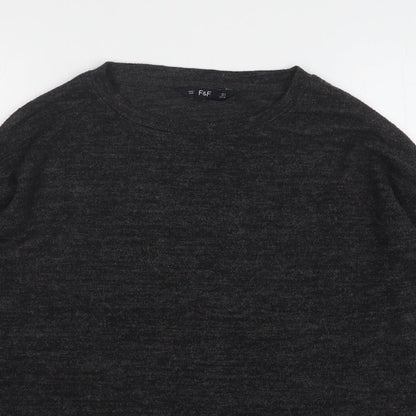 F&F Womens Grey Round Neck Polyester Pullover Jumper Size 8 - Lace Trims