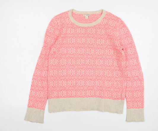 Gap Womens Pink Round Neck Geometric Nylon Pullover Jumper Size XS