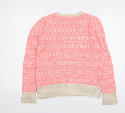 Gap Womens Pink Round Neck Geometric Nylon Pullover Jumper Size XS