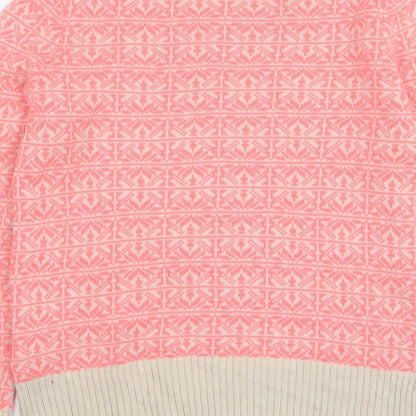 Gap Womens Pink Round Neck Geometric Nylon Pullover Jumper Size XS