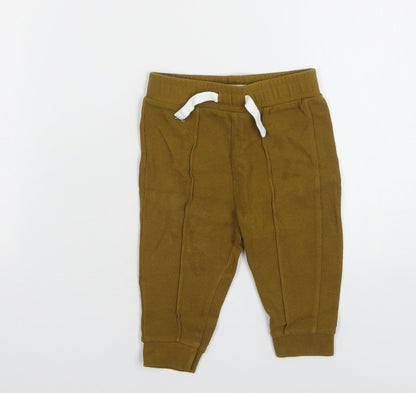 River Island Boys Brown Cotton Sweatpants Trousers Size 6-9 Months Drawstring
