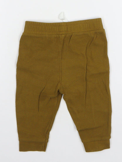 River Island Boys Brown Cotton Sweatpants Trousers Size 6-9 Months Drawstring