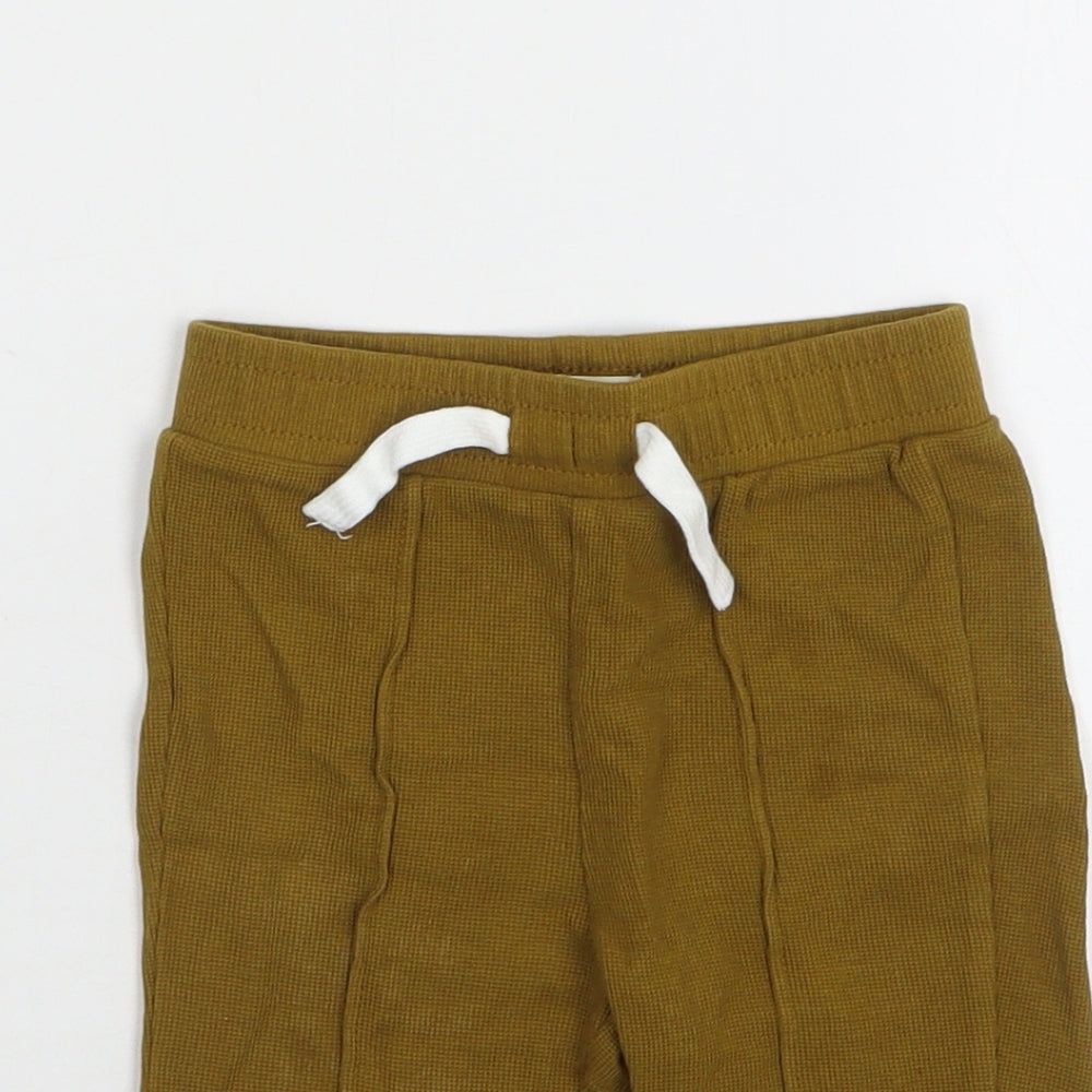 River Island Boys Brown Cotton Sweatpants Trousers Size 6-9 Months Drawstring