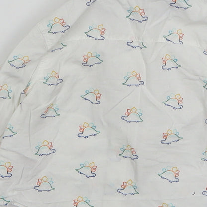 Primark Boys White Cotton Basic Button-Up Size 9-12 Months Collared Button - Dinosaur