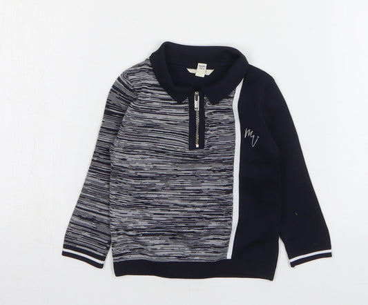 River Island Boys Blue Striped Polyester Basic Polo Size 6-9 Months Collared Pullover