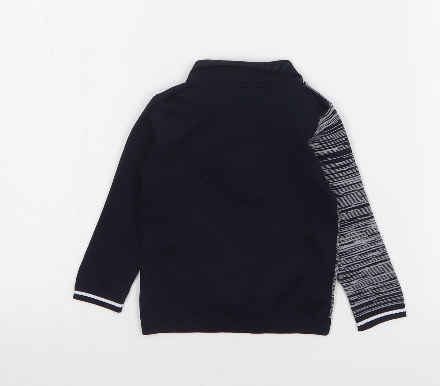 River Island Boys Blue Striped Polyester Basic Polo Size 6-9 Months Collared Pullover